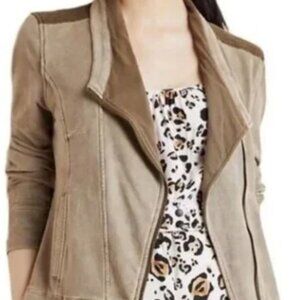 ANTHROPOLOGIE MARRAKECH Helene Suede French Terry Moto Jacket